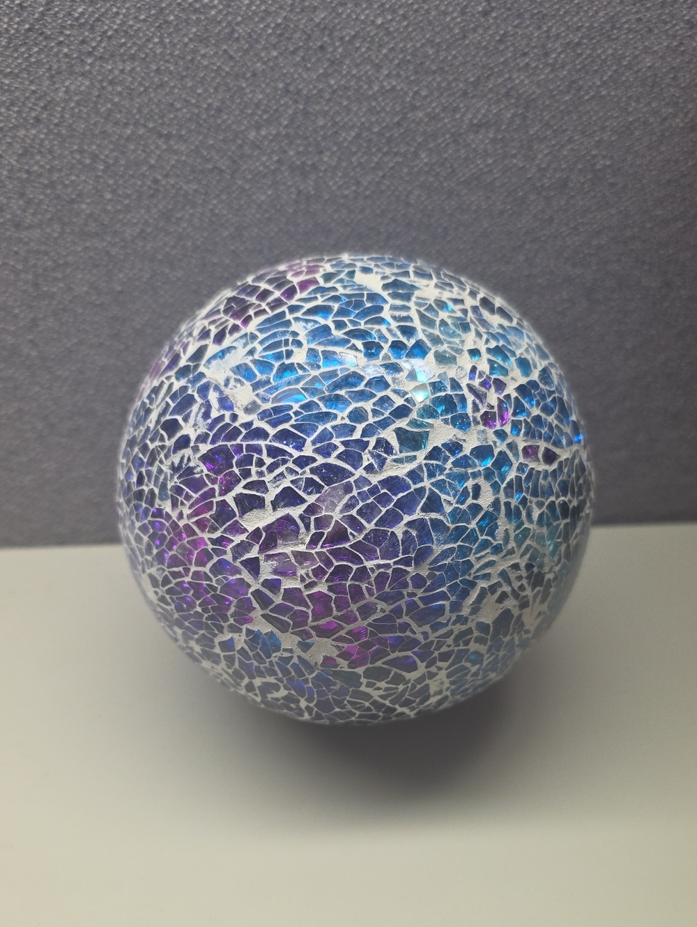 Set of 4 Handmade Blue & Purple Mosaic Glass Art Sphere - Home Accent